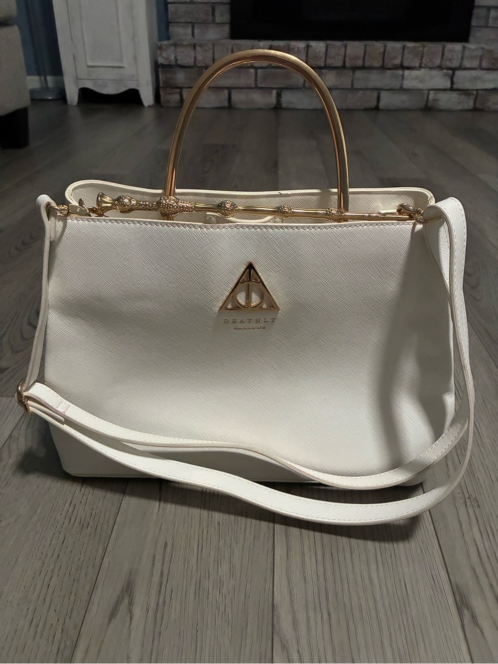 Loungefly White Satchel with Gold Hardware